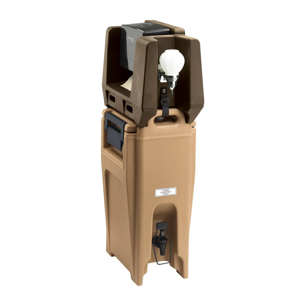 Cambro HWATD131 Handwashing Station w/ Multi-Fold Paper Towel & Soap Dispenser, Dark Brown