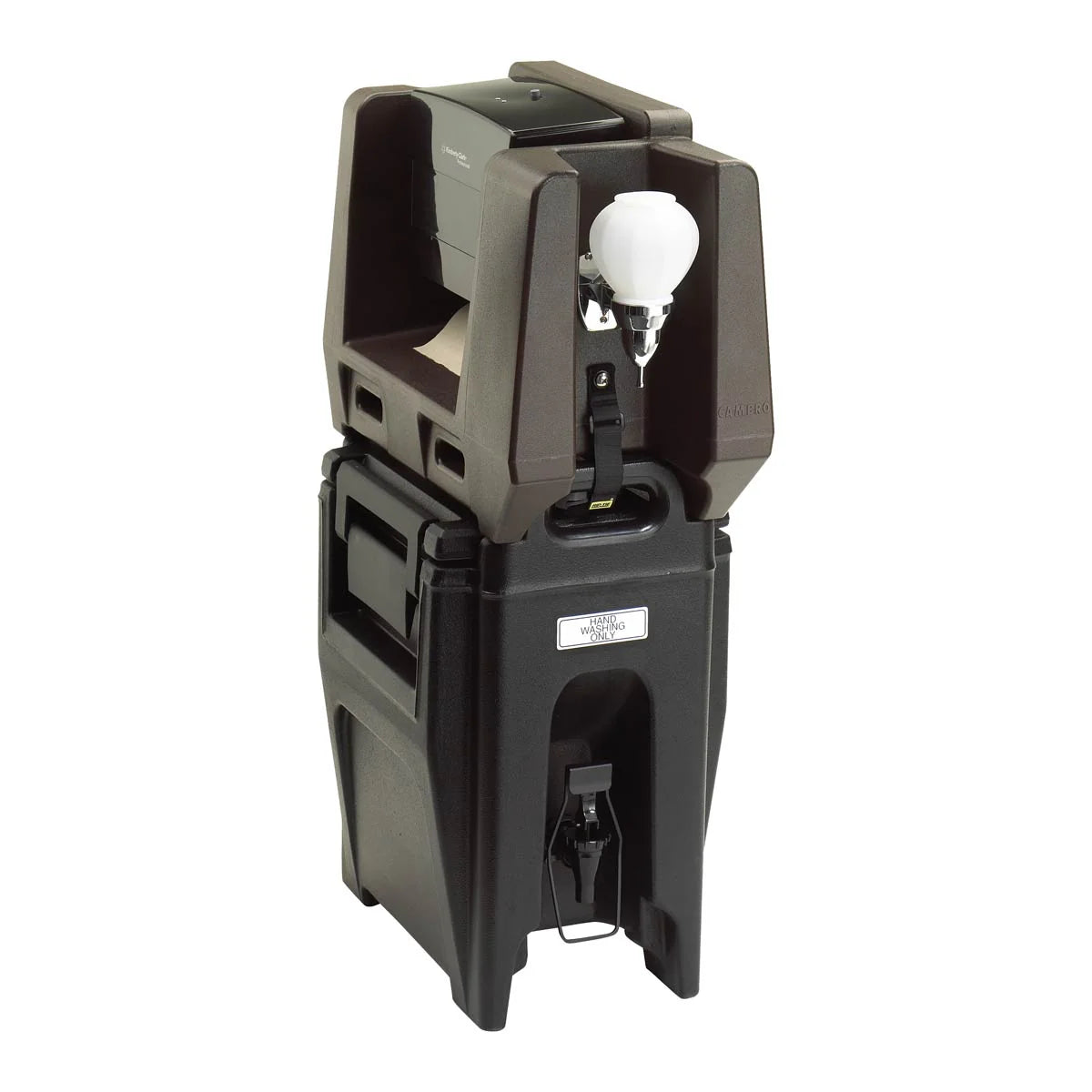 Cambro HWATD131 Handwashing Station w/ Multi-Fold Paper Towel & Soap Dispenser, Dark Brown