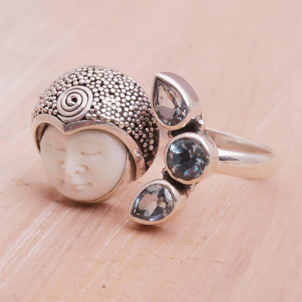 Blue Topaz and Sterling Silver Wrap Ring from Bali - Knight's Tale