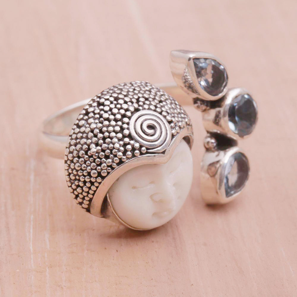 Blue Topaz and Sterling Silver Wrap Ring from Bali - Knight's Tale